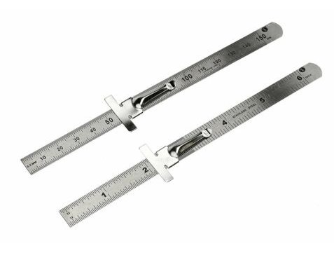 2pc 6in Pocket Measuring Ruler with CLIP Set in Pouch Metric & SAE