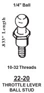 Throttle Lever Ball Stud 1/4 ball