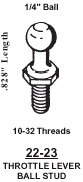 Throttle Lever Ball Stud 1/4 ball